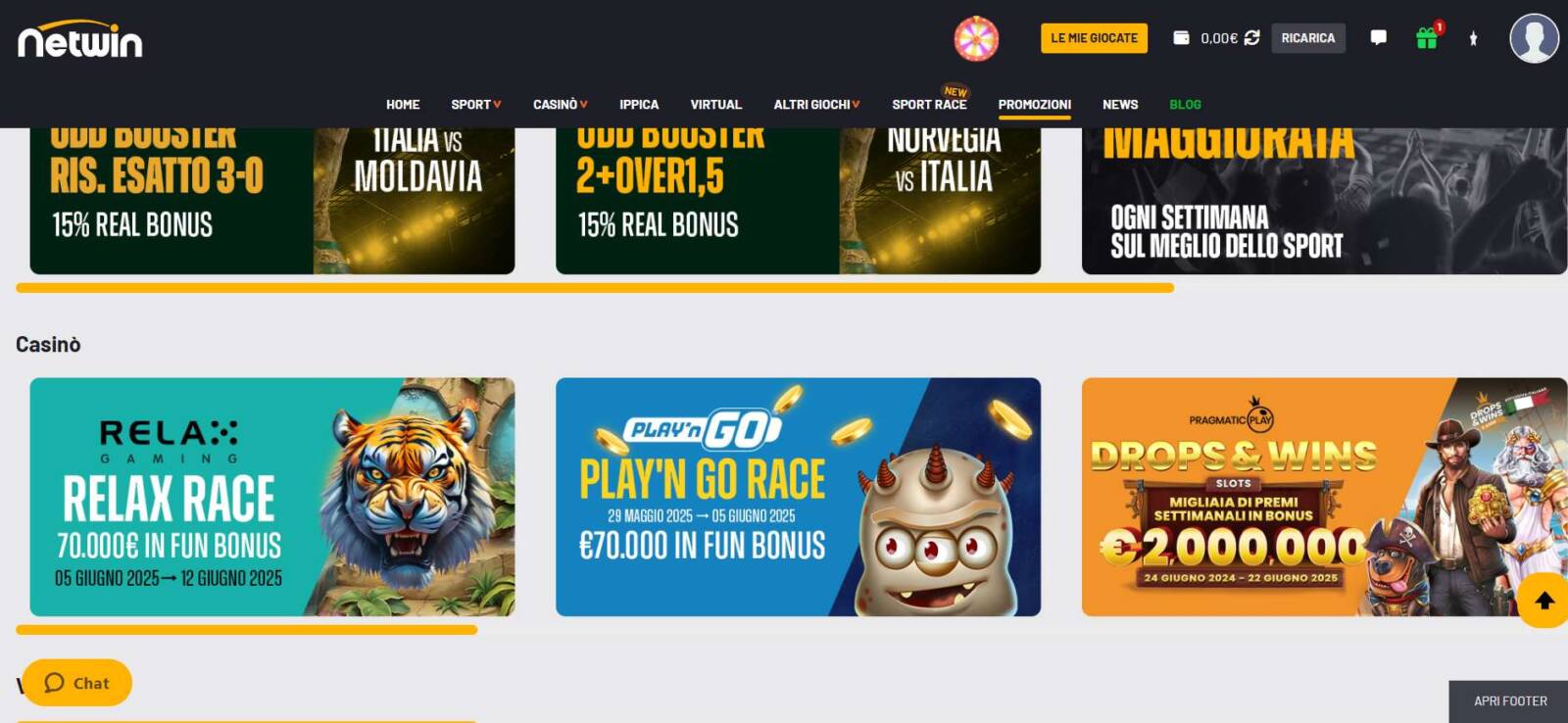 Promozioni Netwin Casinò