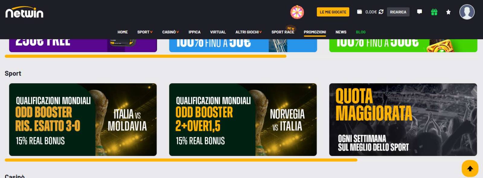Promozioni su Netwin Scommesse