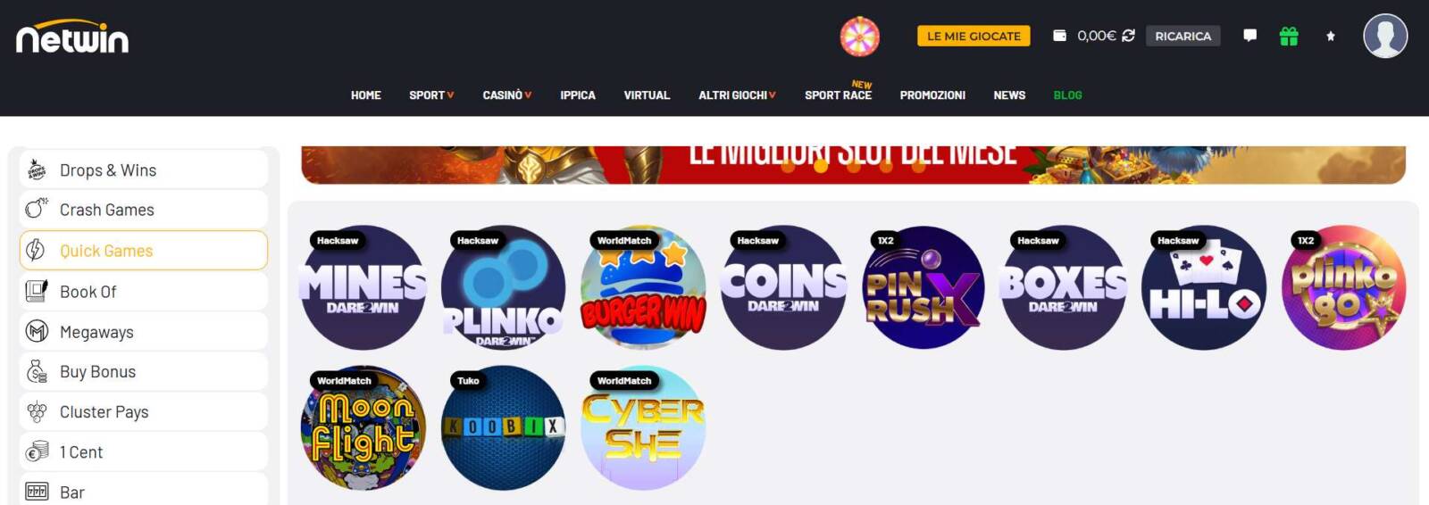 I Quick Games presenti su Netwin Casinò