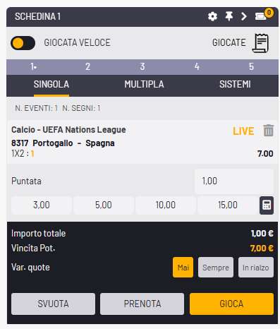 Come fare una giocata Singola su Netwin Scommesse