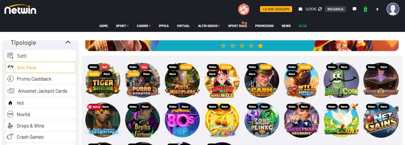 Le Slot Race su Netwin Casinò