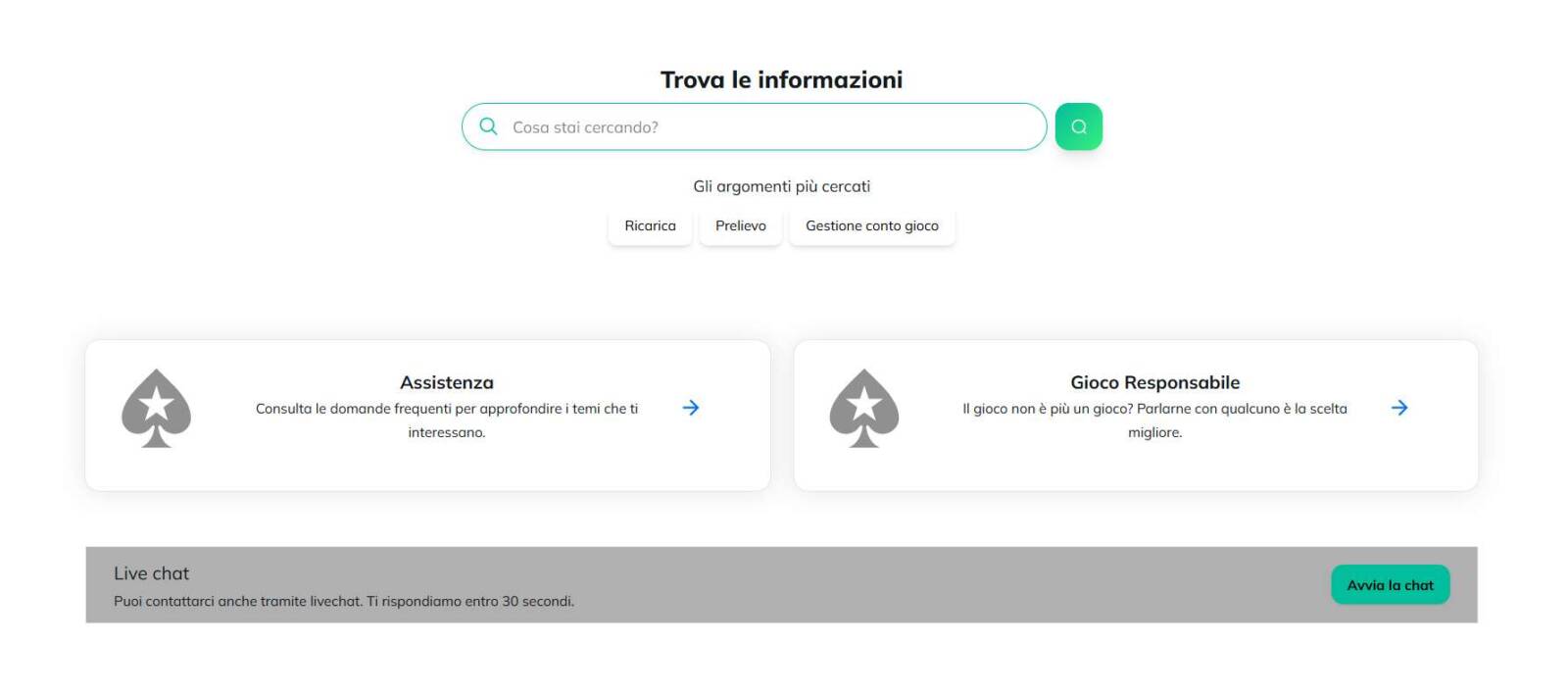 Servizio Clienti Online di PokerStars