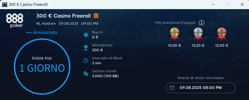 freeroll 888poker
