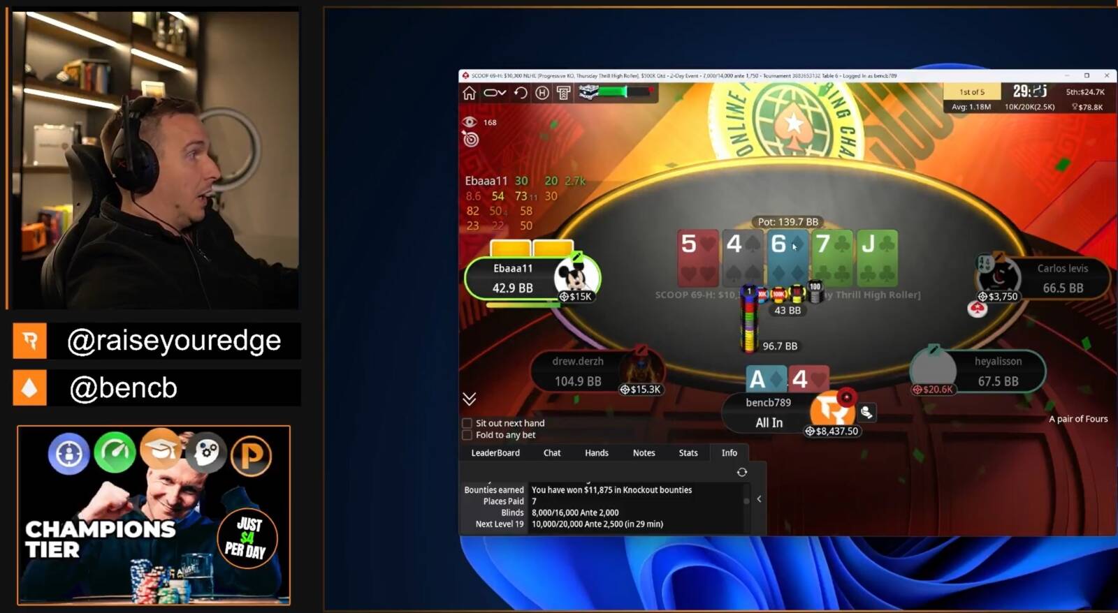Un'immmagine su Twitch di bencb789 che spiega la mano