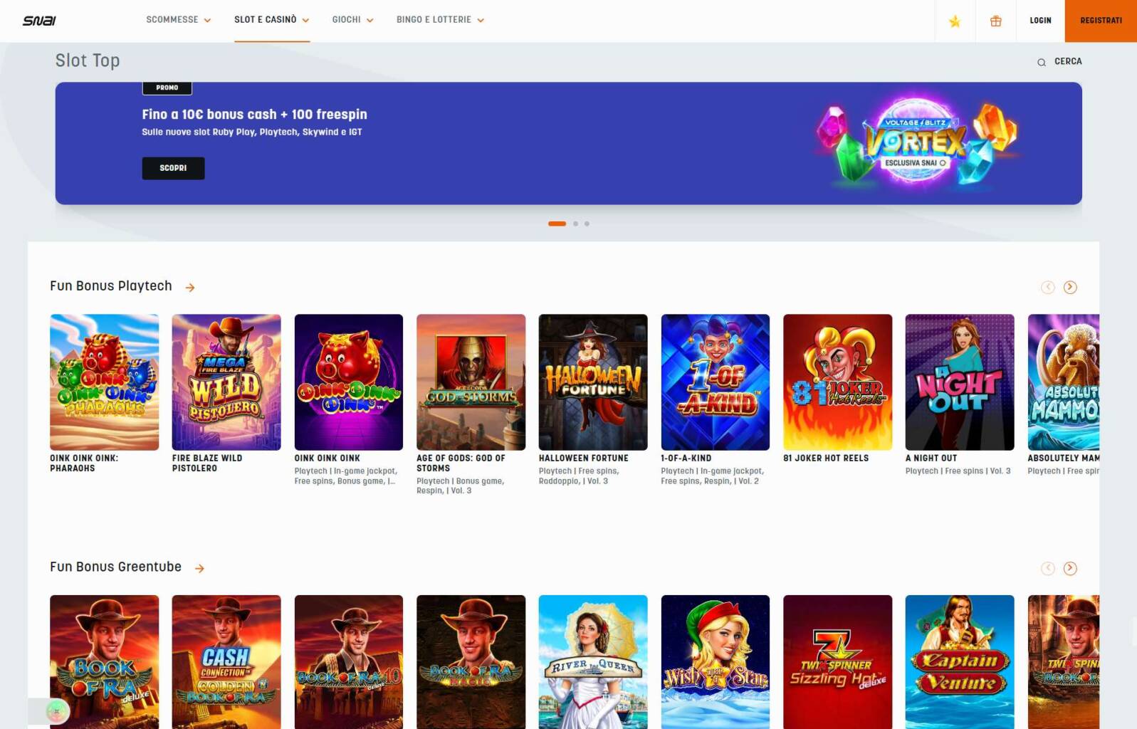 La sezione Pragmatic per le Slot dedicate al Bonus Senza Deposito