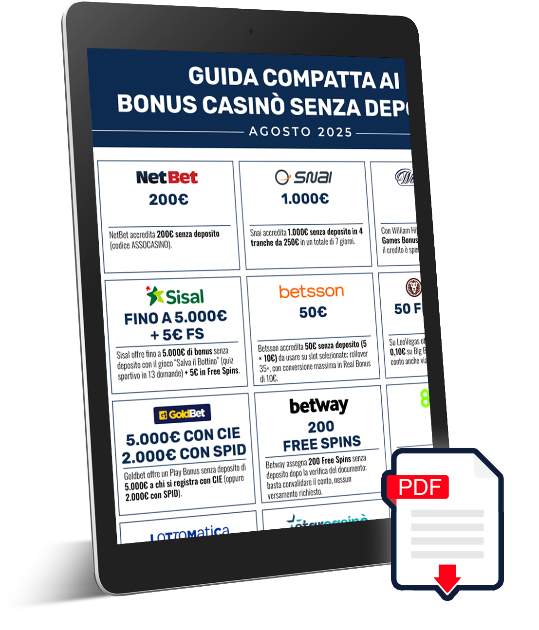 guida ai bonus senza deposito casinò agosto 2025