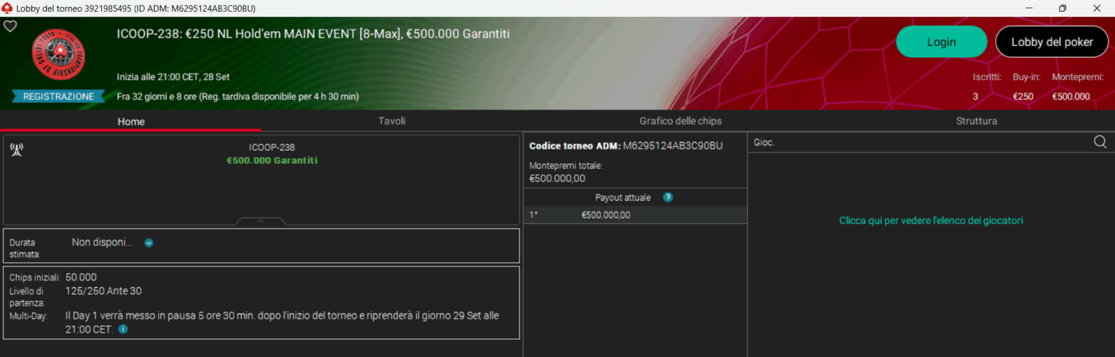 Il Main Event ICOOP 2025 di PokerStars