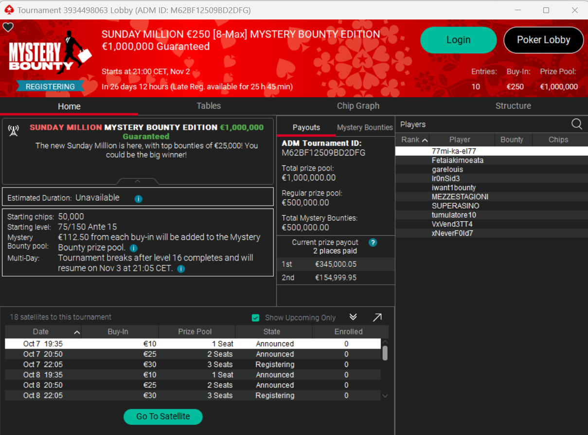lobby sunday million mystery bounty