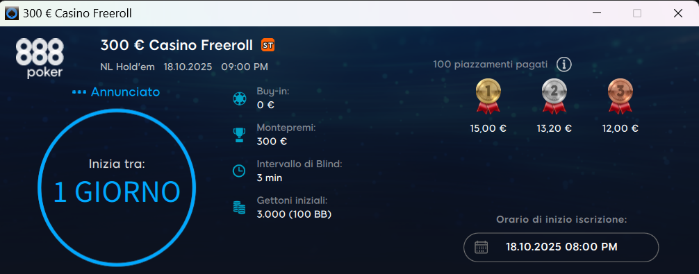 freeroll 888poker