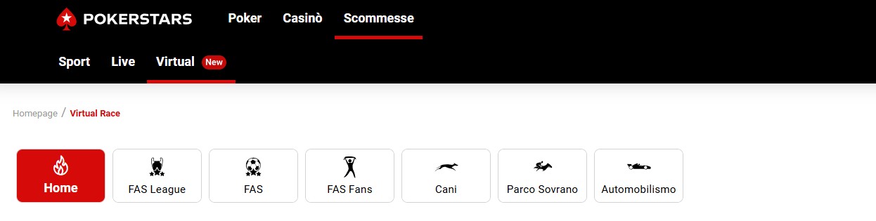 Sezione Scommesse Virtuali