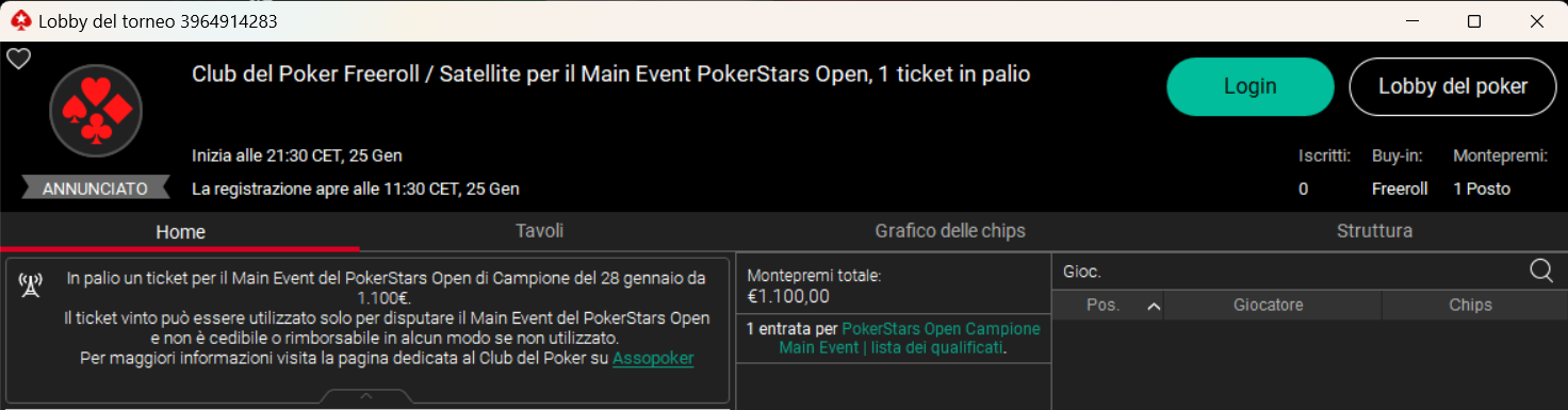 club del poker freeroll satellite main event pokerstars open
