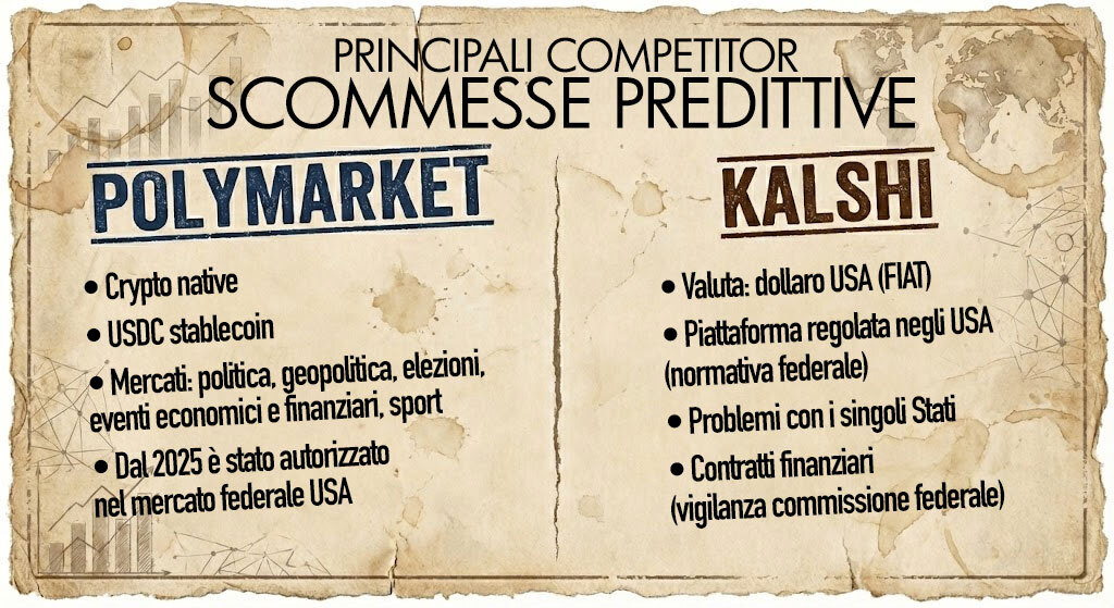L'infografica sulle differenze strutturali tra Polymarket e Kalshi