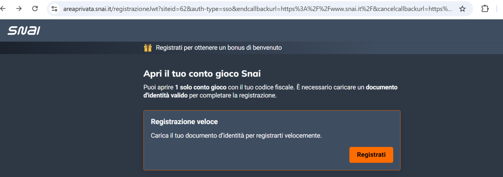 creare account snai poker