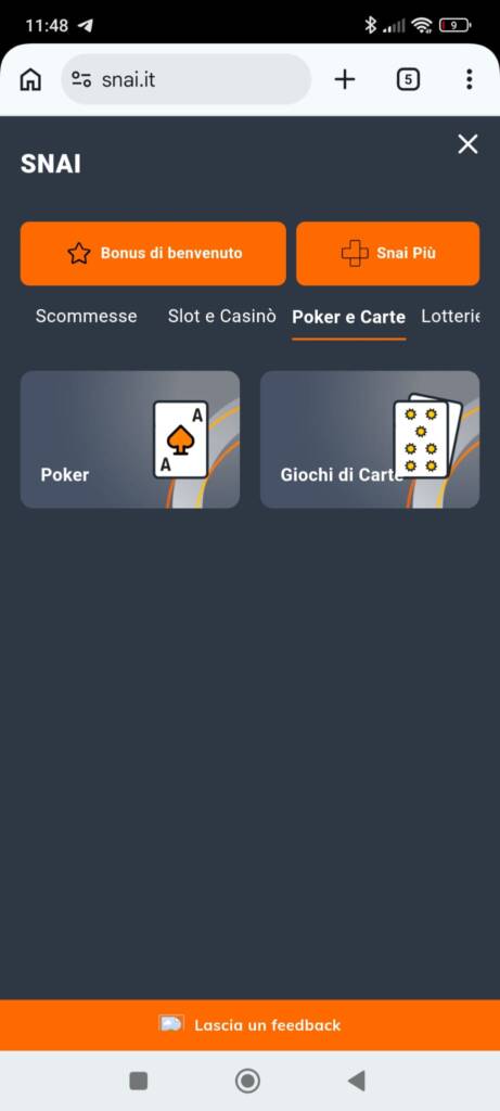snai mobile poker