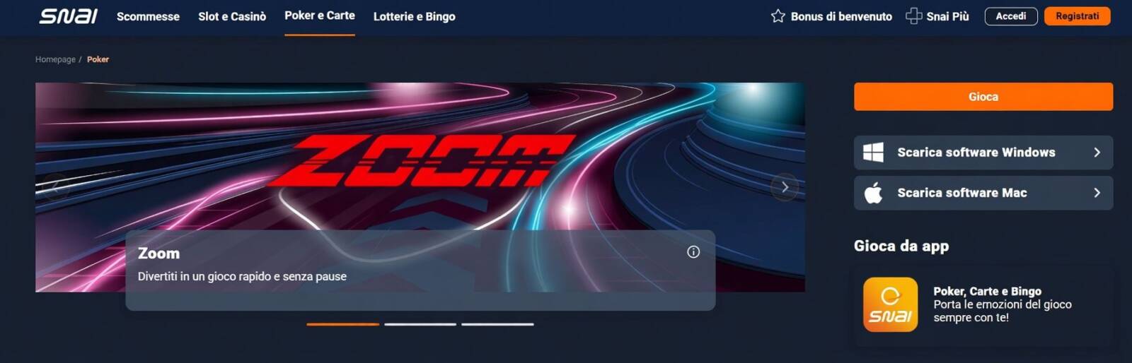 Zoom Poker Snai