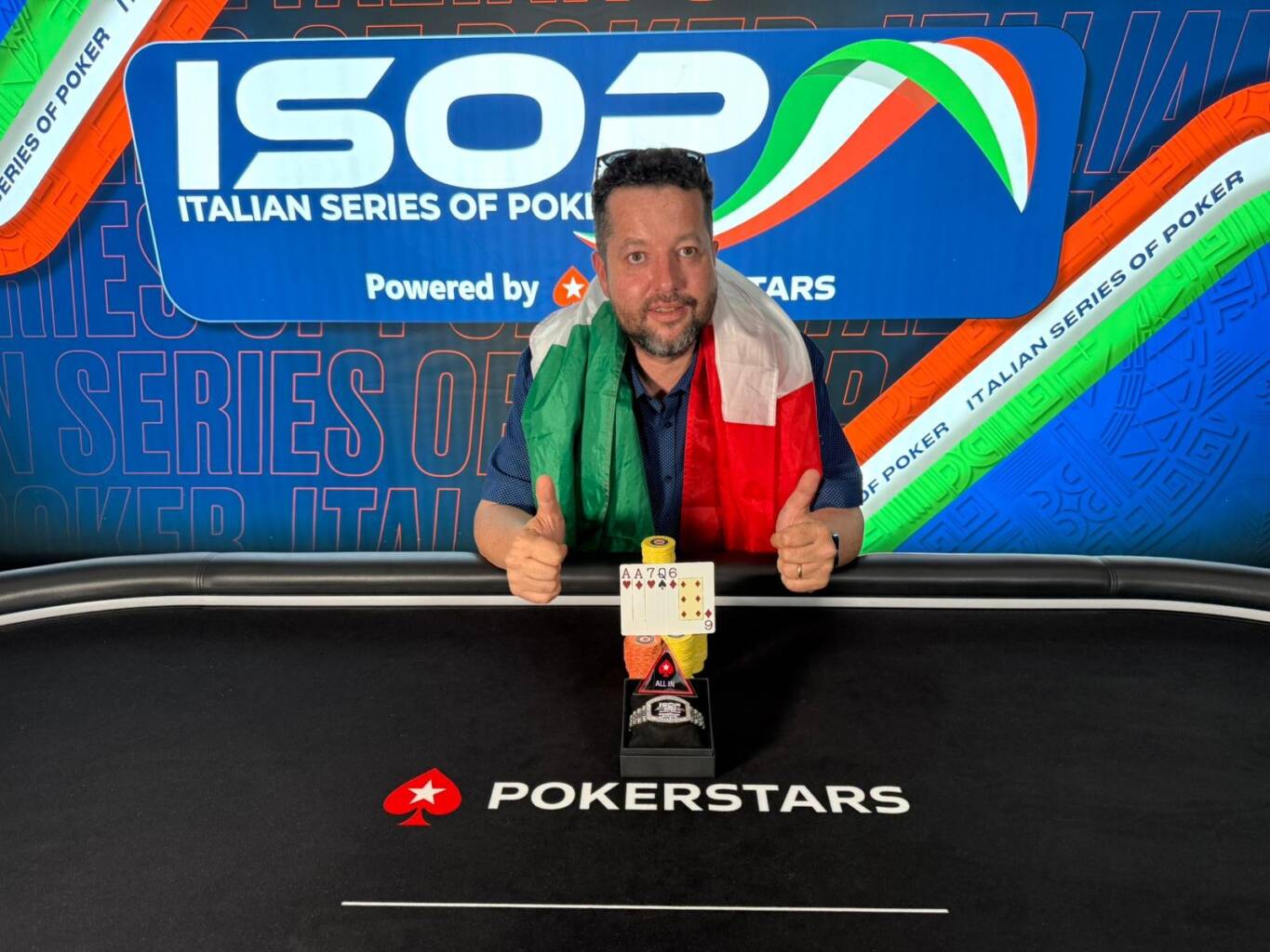 Yvan Carminati , vincitore del braccialetto PLO 5 cards