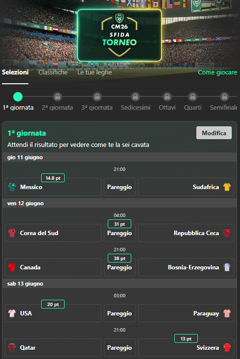 La schermata di gioco del torneo CM26 di Bet365