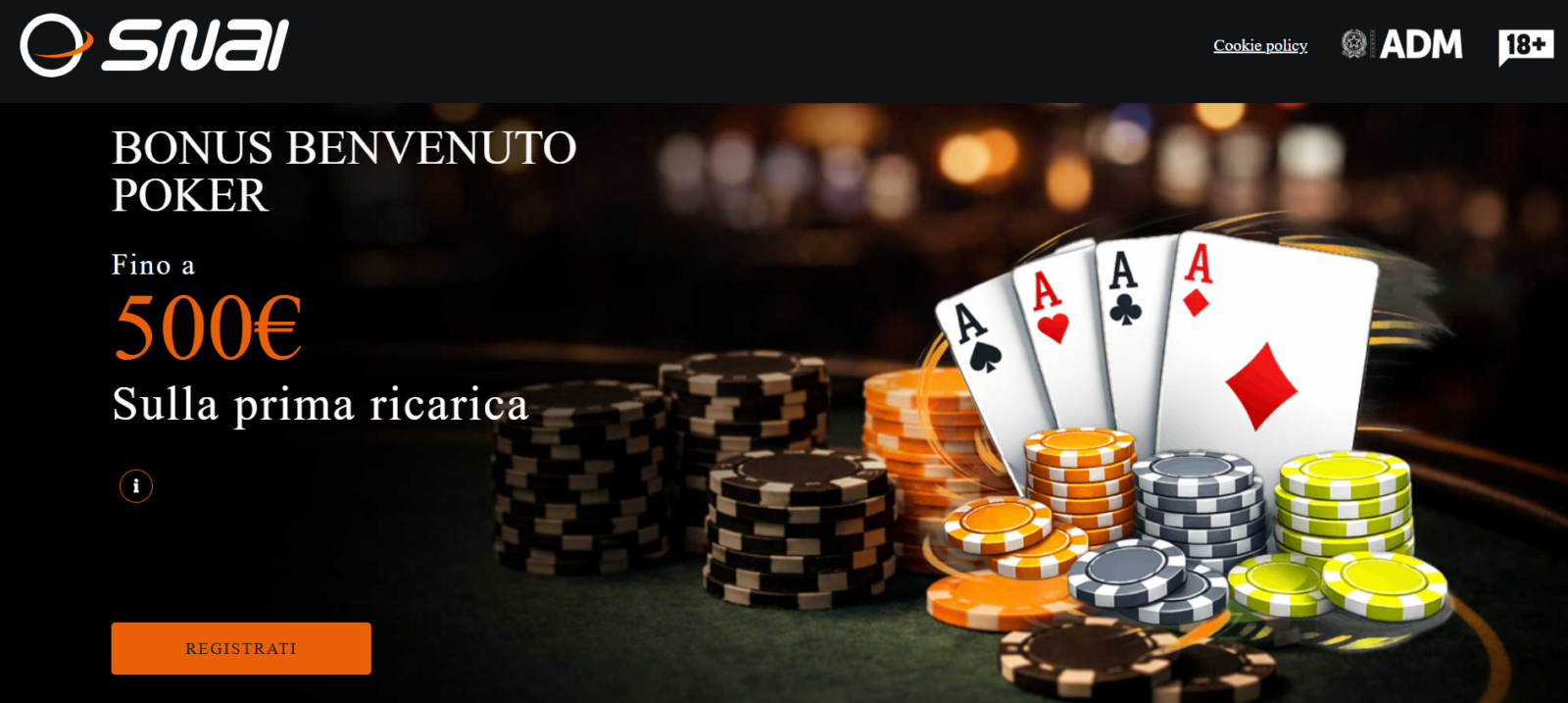 Bonus Benvenuto Poker di SNAI