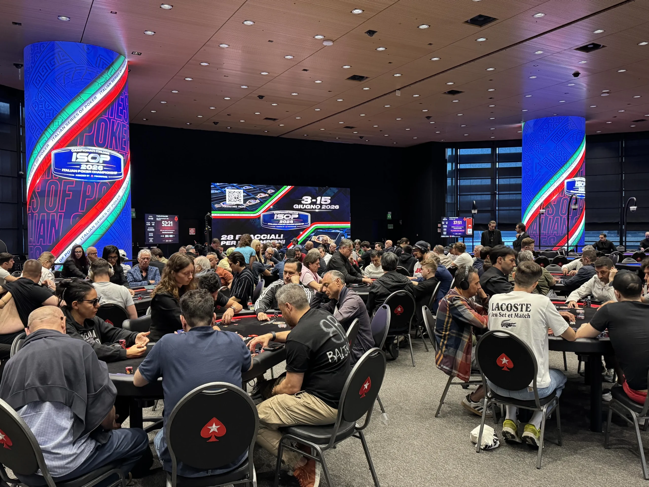 Sala del Casinò di Campione durante i Campionati Italiani ISOP 2026 powered by PokerStars