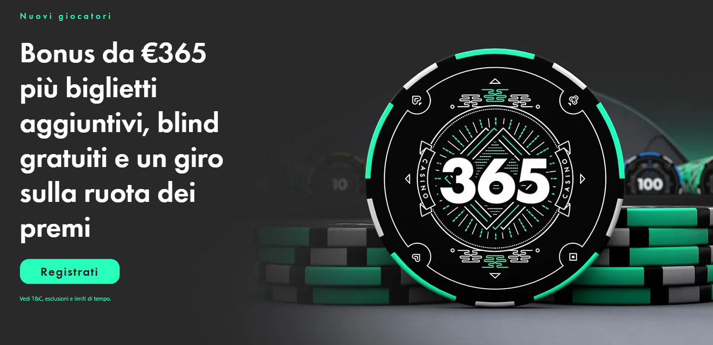 Bonus benvenuto Bet365 poker dal sito Bet365