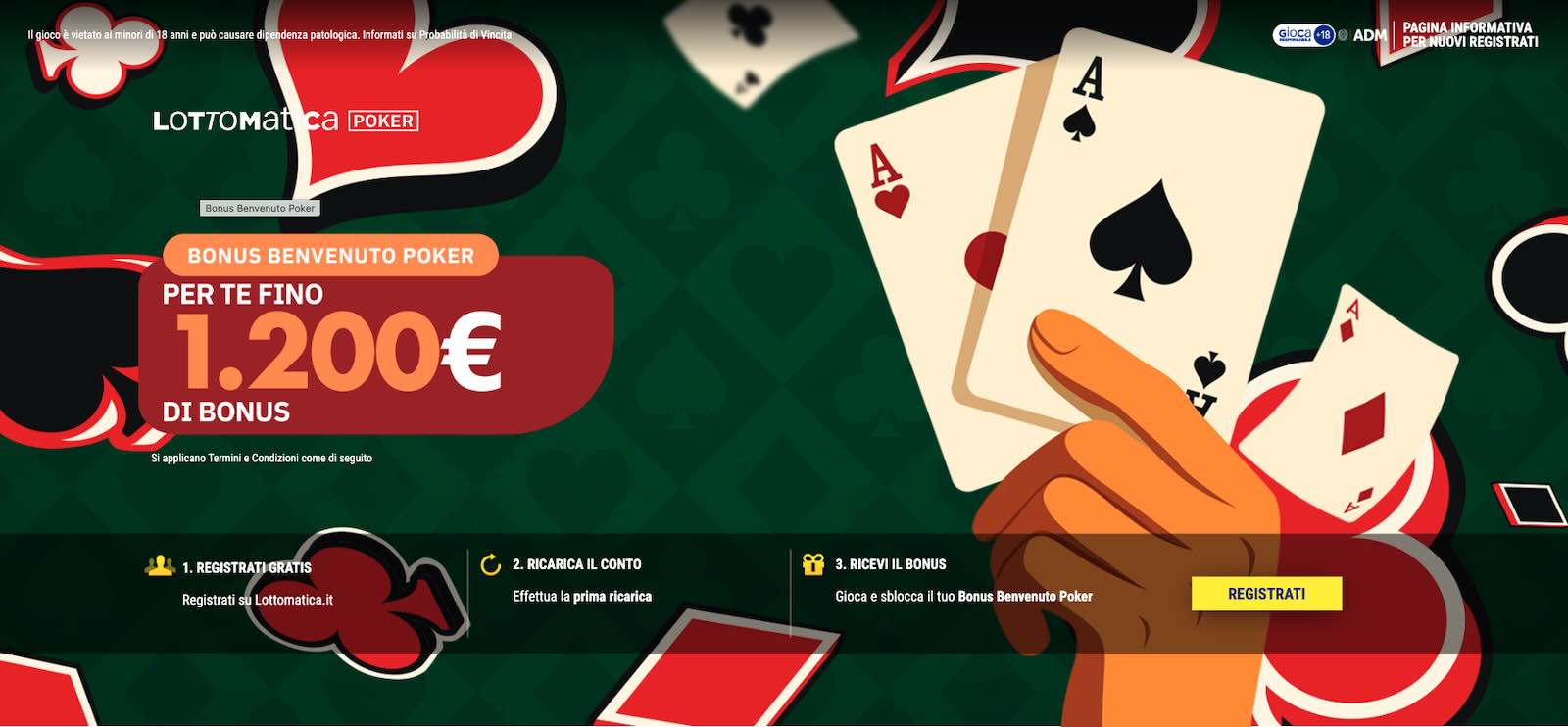 Bonus benvenuto Poker di Lottomatica