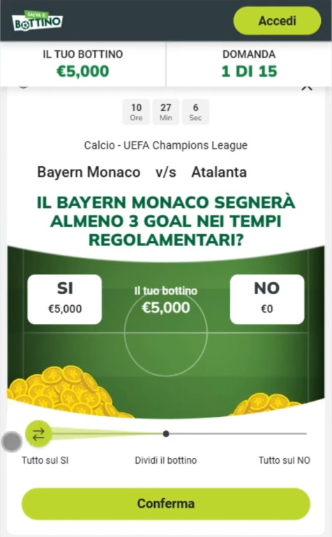 Il gioco Salva il Bottino su Sisal