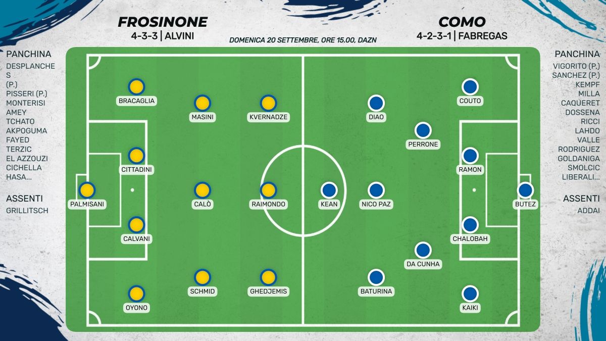 Probabili formazioni di Frosinone - Como