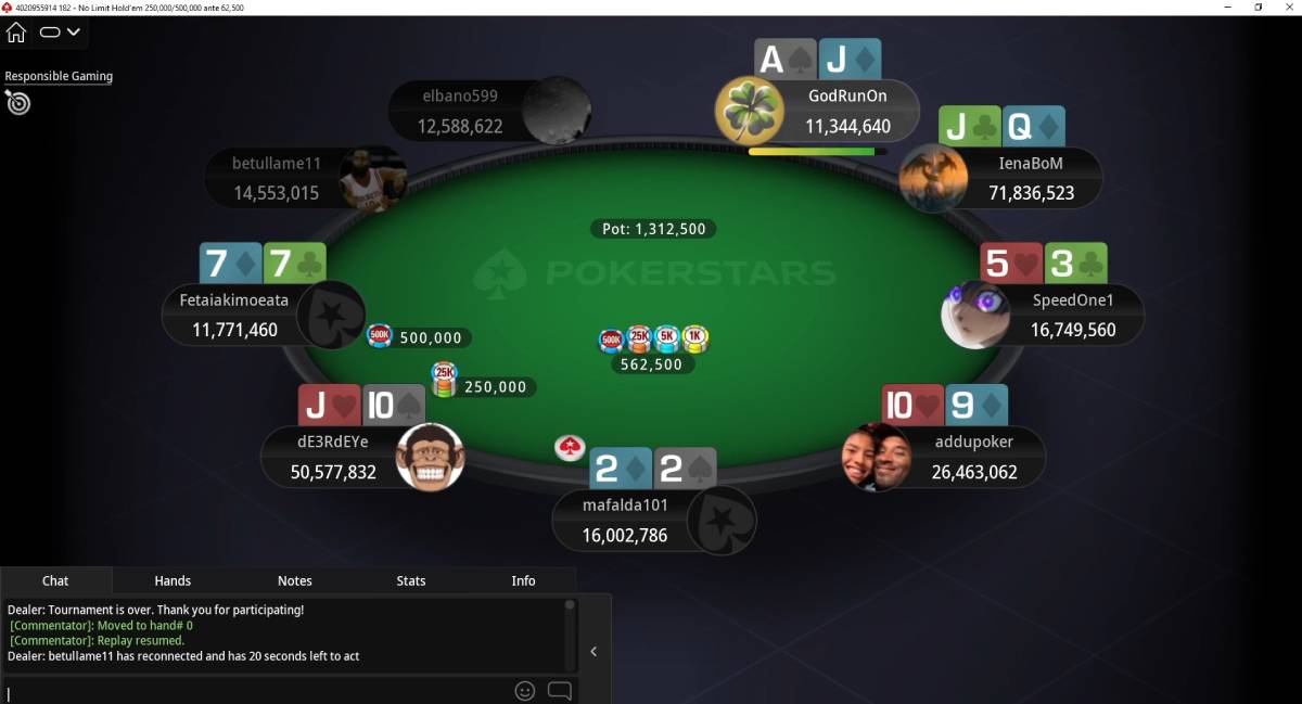 sunday million mani final table